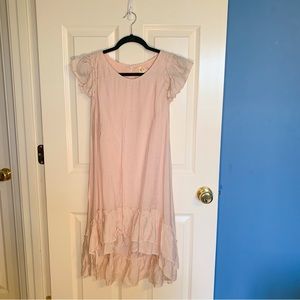 Joyfolie girls’ size 12 blush pink ruffle capped sleeve high-low dress